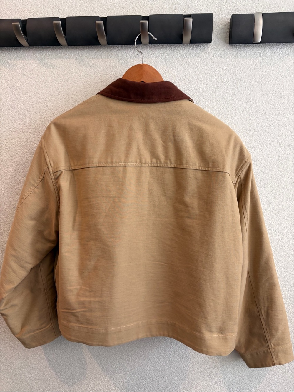 Rag & Bone Women's Tan Cotton Blend Work Jacket with Brown Collar - Picture 3 of 7